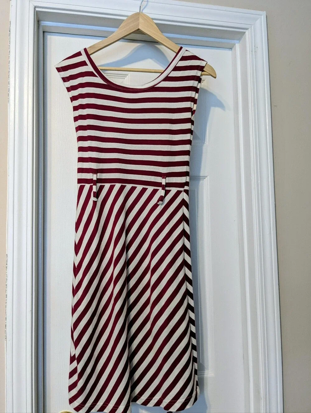 Synergy Modcloth Organic Cotton Red & White Striped Dress